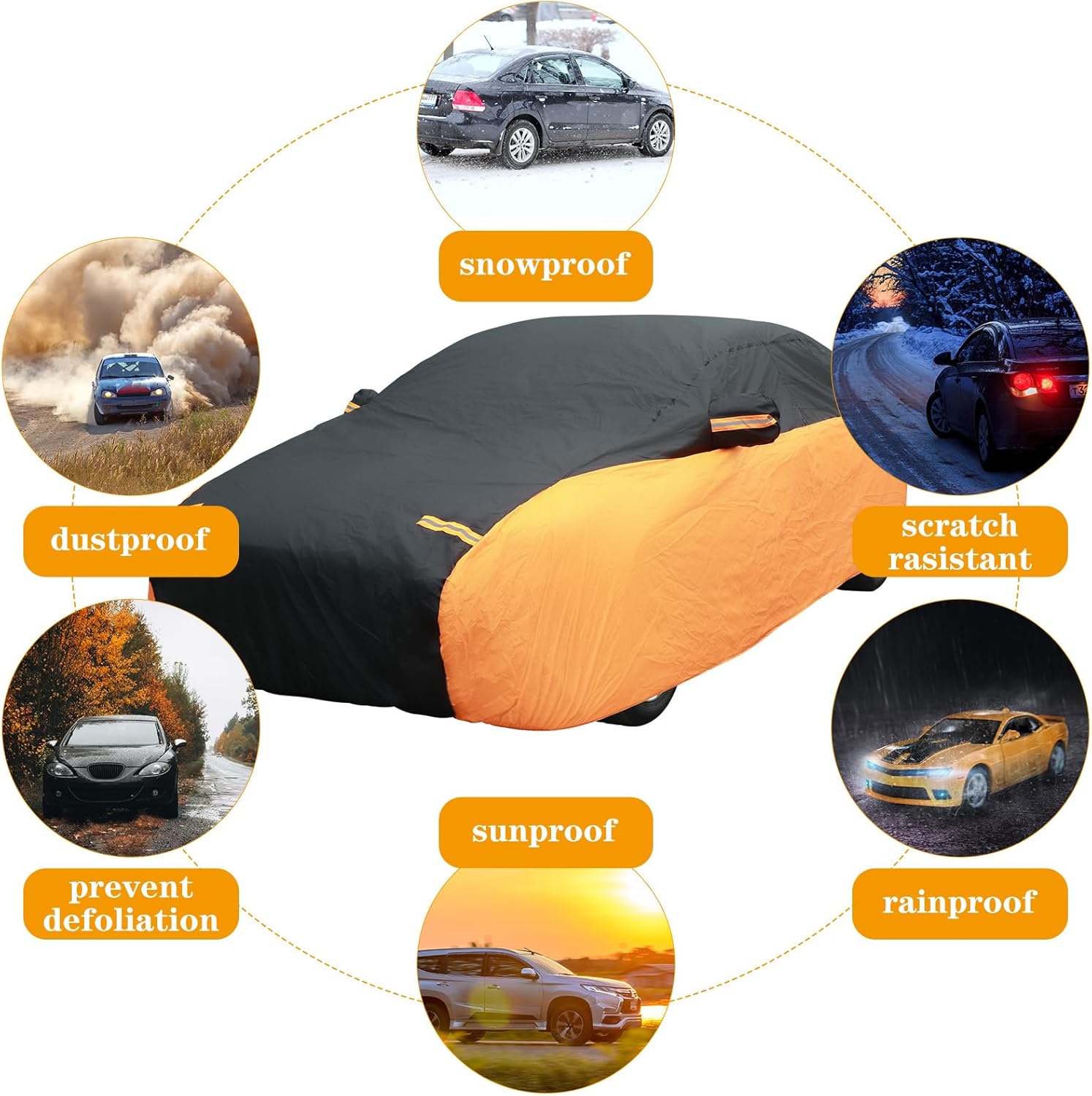 Waterproof Full Car Cover for Sedan Outdoor UV Rain Protection A68470