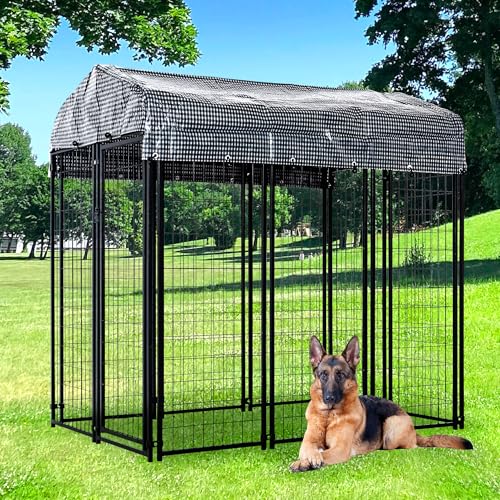 Large Outdoor Dog Kennel with Roof Cover Heavy Duty Welded Wire Steel Dog Pen B5629