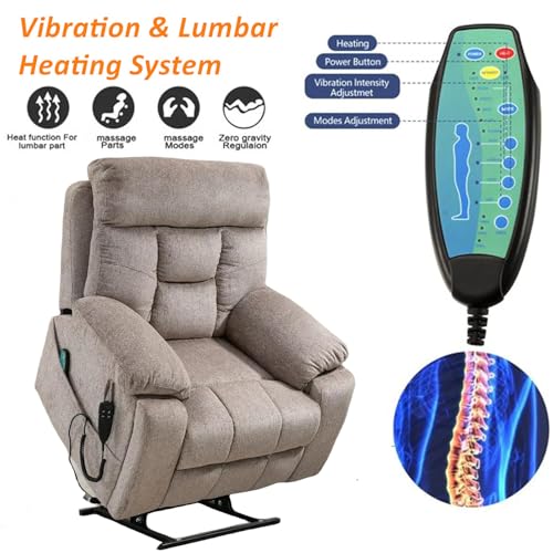 Lift Chair Recliner with Massage and Heat, Heavy Duty for Seniors, Brown V12888