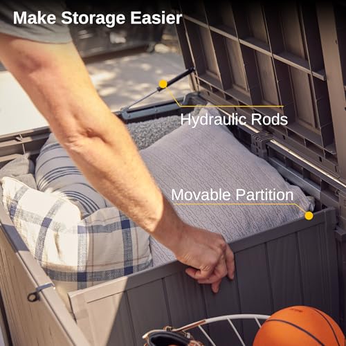 EAST OAK 60 Gallon Waterproof Outdoor Storage Box, Grey A4870