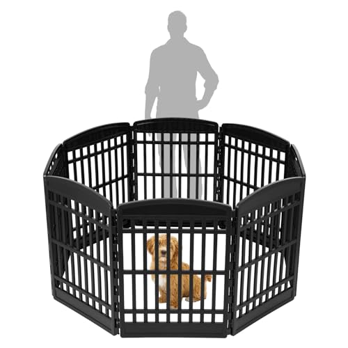 IRIS USA 24" 6-Panel Dog Playpen for Puppies & Small Dogs, Black N28330