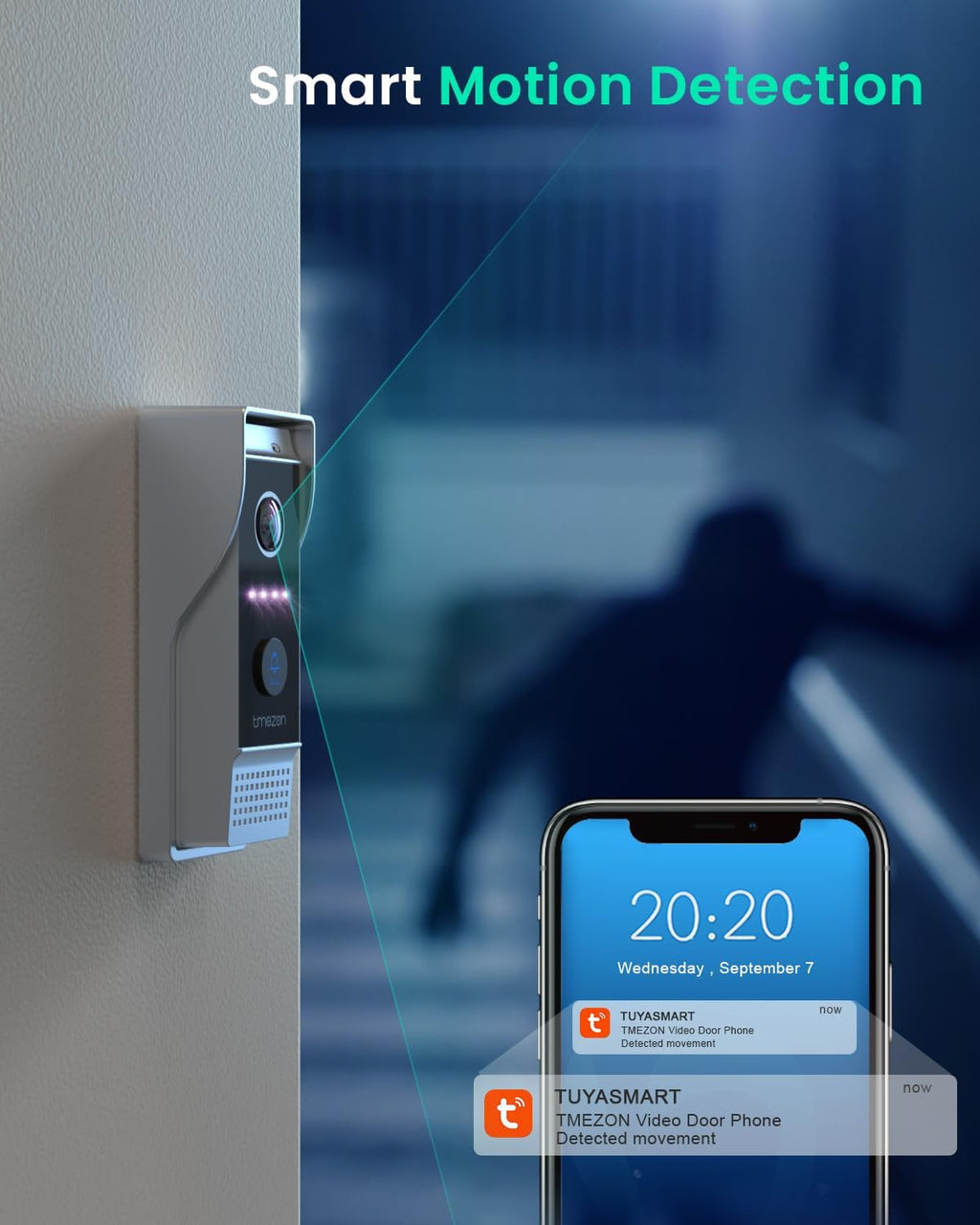 TMEZON Wireless WiFi Video Door Phone Intercom System with 7 Inch Monitor and 1080P Camera Y414557