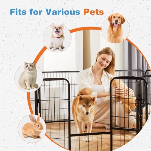 Sweetcrispy Dog Playpen Indoor - 8 Panel Metal Pet Fence with Doors for Small/Medium Pets R262216