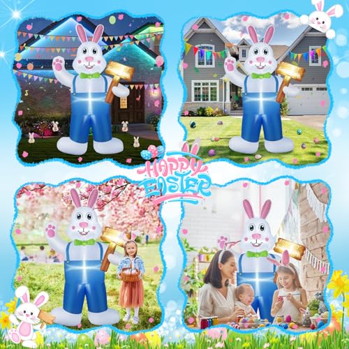 B&D 12FT Giant Christmas Inflatables Snowman Outdoor Decorations with Rotating LED Lights B36000