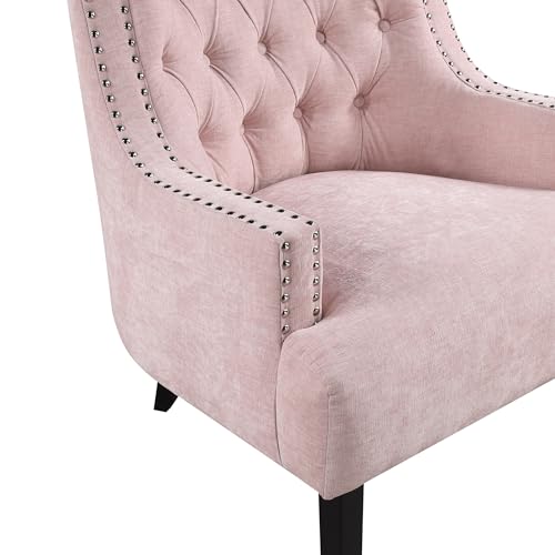 Lexicon Accent Chair Upholstered Armchair with Solid Wood Frame, Black Chenille P375592