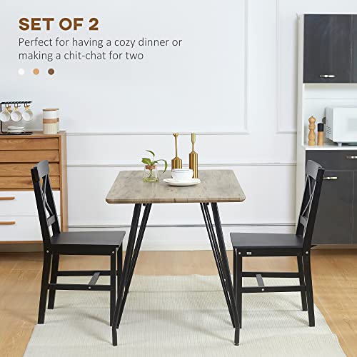 HOMCOM Modern Farmhouse Dining Chairs Set of 2, Wooden Cross Back, Black R739