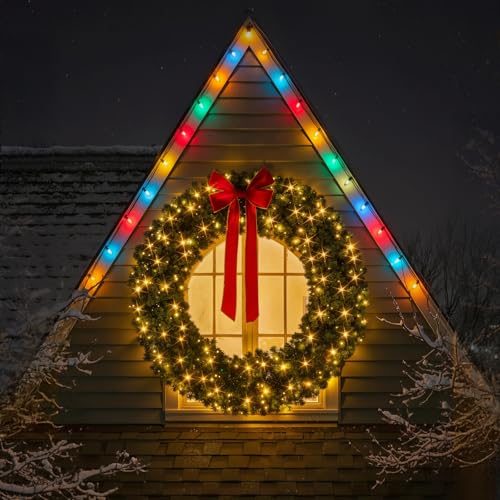 VINGLI 48 Inch Pre-lit Artificial Christmas Wreath with 150 LED Lights T885