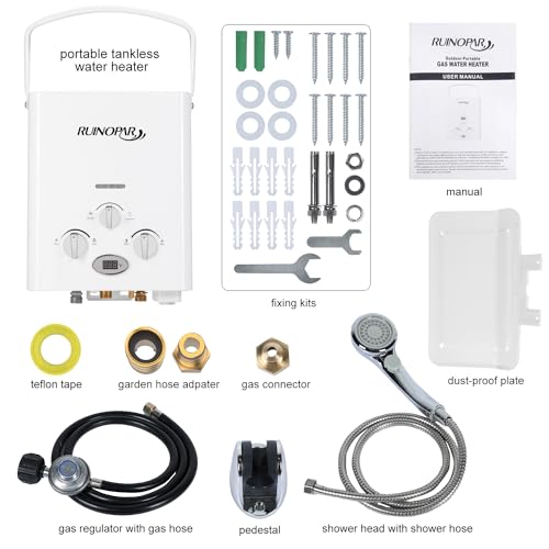 Portable Propane Tankless Water Heater 6L for RV Camping Boat Cabin Black S620171