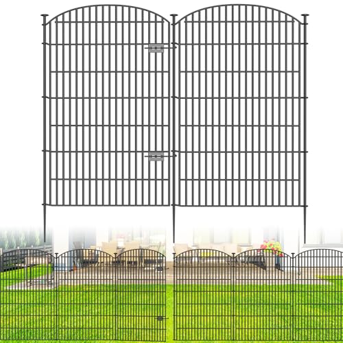 10 Panels No Dig Decorative Garden Fence, Rustproof Metal Dog Fence for Yard U518