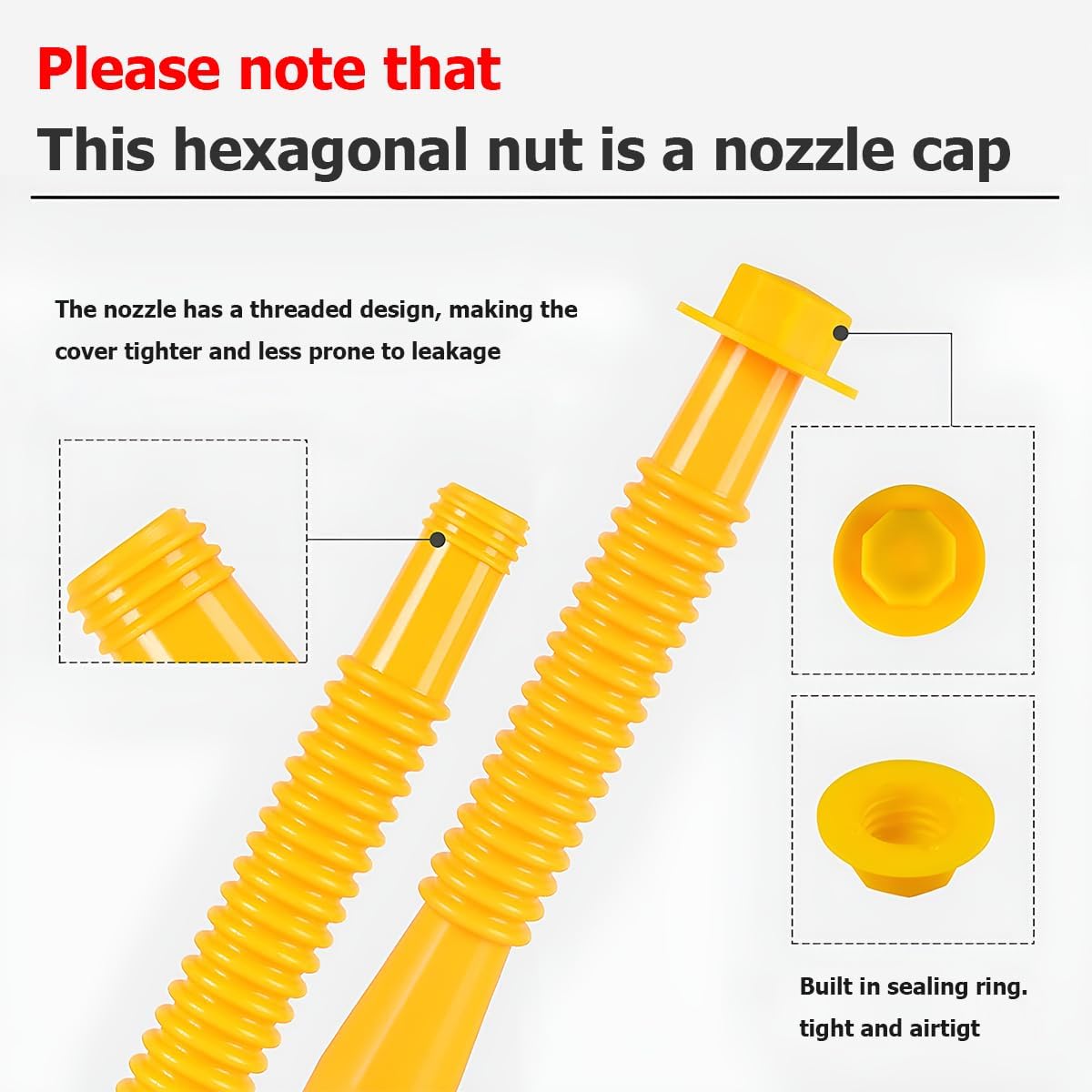 Flexible Gas Can Nozzle Replacement Kit with Spout, Sealing Cap, and Vent Caps P385