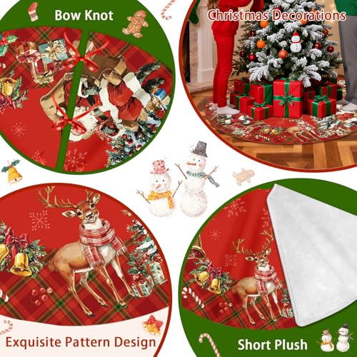 Christmas Tree Skirt 36 Inch with Snowman Reindeer Santa Snowflake L183244