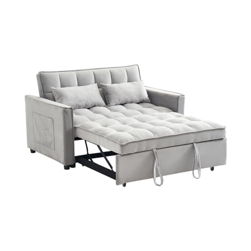 Sleeper Sofa Bed 3 in 1 Convertible Couch with Adjustable Backrest, Grey C377667