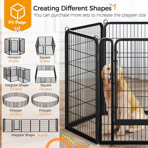 Yaheetech 8 Panels Dog Playpen, Metal 32" Dog Fence with Storage Bag S858