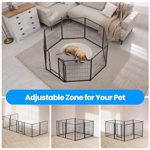 HealSmart Dog Playpen Indoor 32" Height 8 Panels for Small/Medium Dogs, Black J454