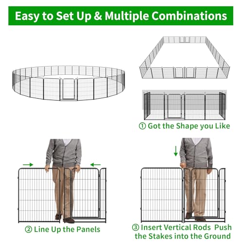Dog Playpen Outdoor Extra Wide 12 Panels Heavy Duty 40" Height with Doors Portable G77703