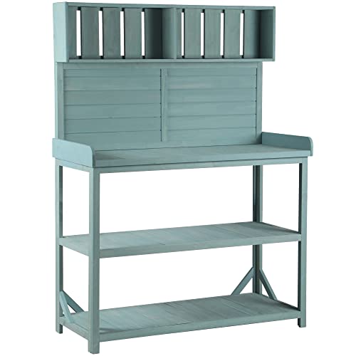 Merax 66" Outdoor Farmhouse Wooden Potting Bench Table with 2 Drawers and Cabinet, Brown U7933