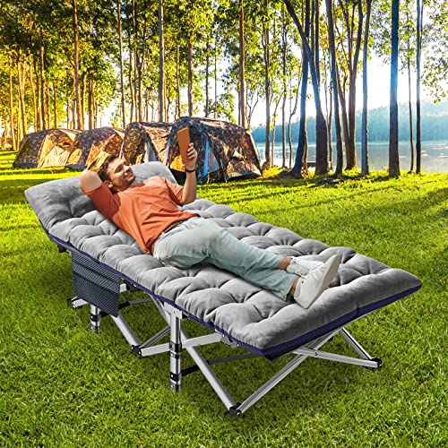 ABORON Oversized Folding Camping Cot for Adults, Double Layer 1200D, with Mat & Carrying Bag S2407