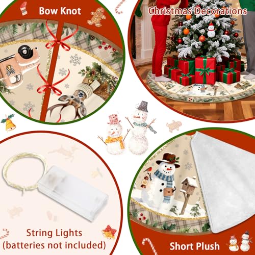 Christmas Tree Skirt 36 Inch with Snowman Reindeer Santa Snowflake L183244