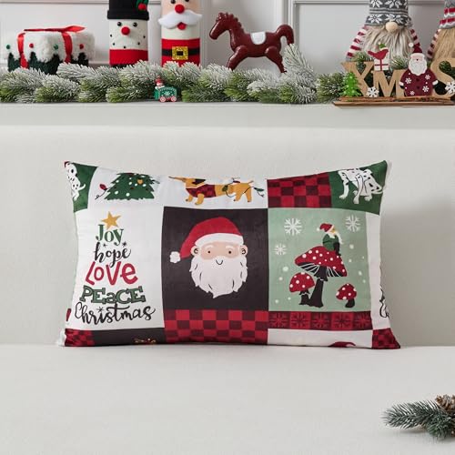 UGASA Star Christmas Decorative Pillow Covers 18x18 Inch Set of 2 Dark Green Q9265