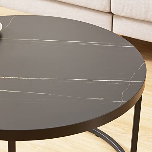 CENSI Natural Oak Round Coffee Table 31.5" Wood and Metal C46819