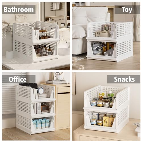 Stackable Plastic Storage Basket Closet Organizer Bin N733470
