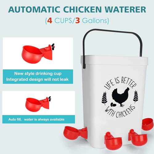 Hanging Chicken Feeder and Waterer Set 3 Gallon T8521