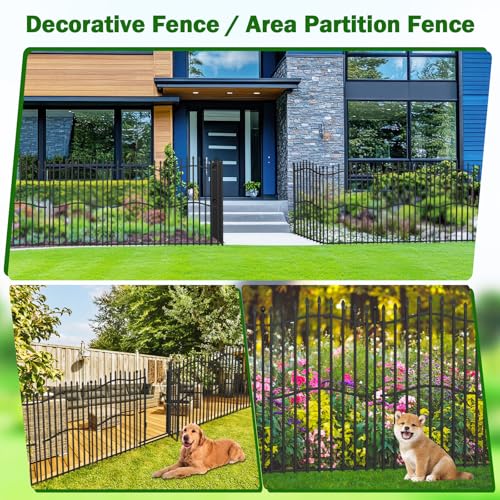8 Panels Tall No Dig Garden Fence 40in H x 18ft L Rustproof Metal Barrier H7450