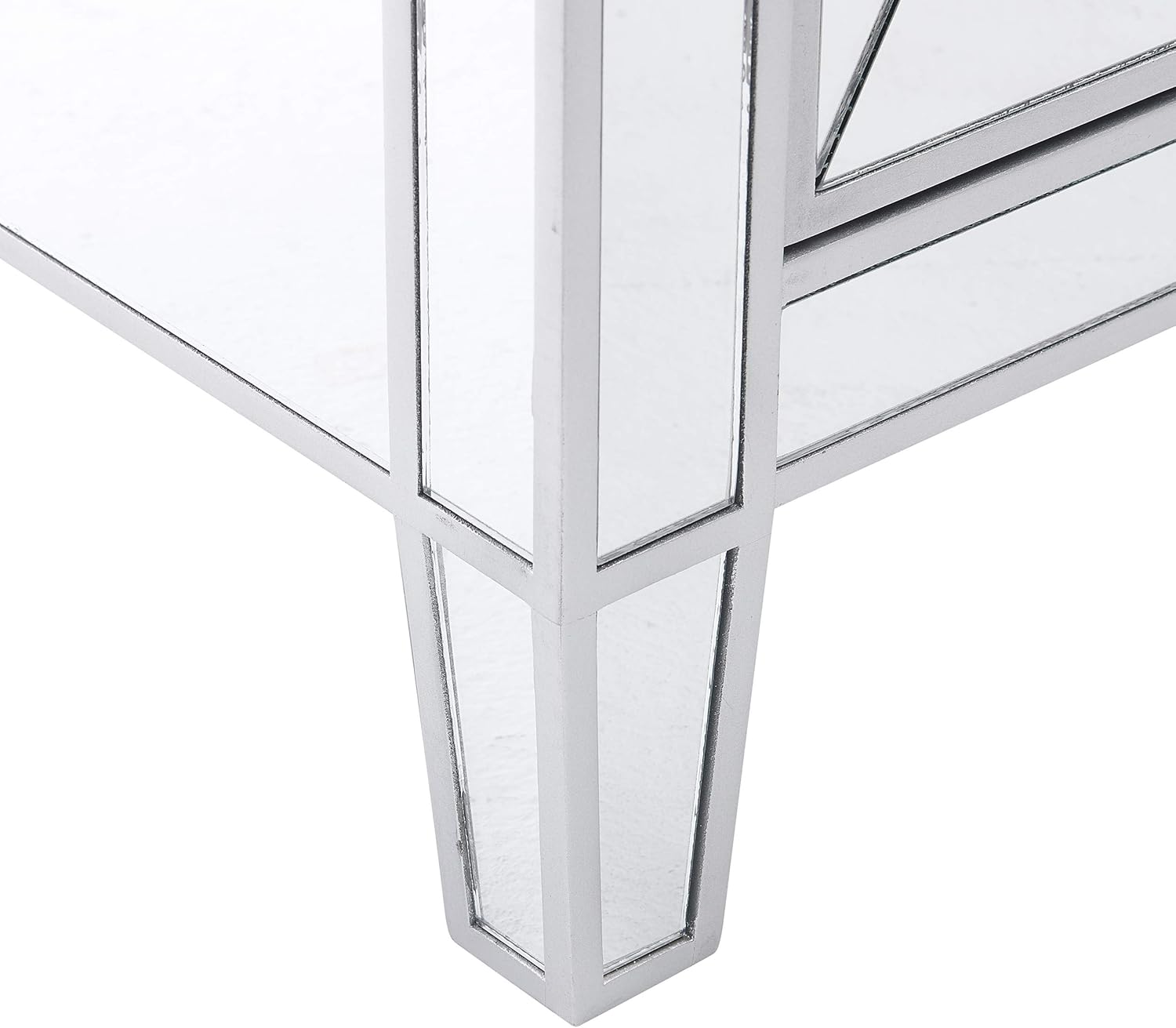 SEI FURNITURE Mirage Cabinet, Mirrored with Matte Silver Trim T84358