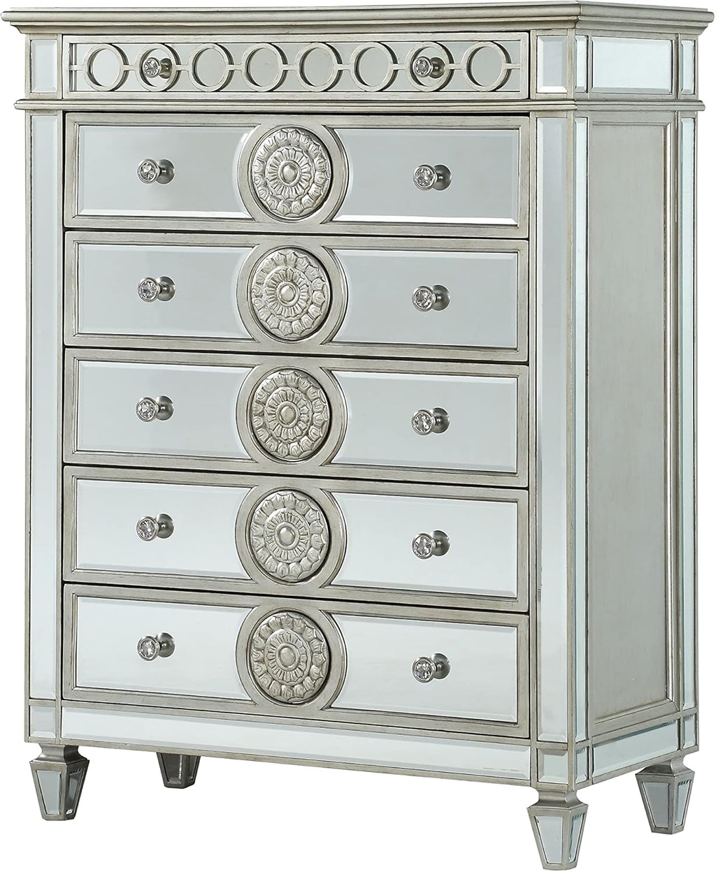 Mirrored Dresser with 5 Drawers and Pull-Out Tray X81447