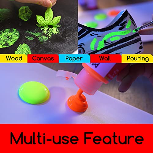 MEEDEN Fluorescent Acrylic Paint Set, 6 High Flow Colors, 2 oz F534526