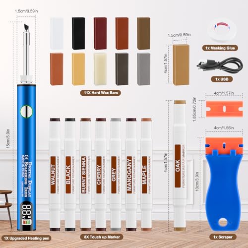 Laminate Wood Floor Repair Kit with Wax Melting Tool, Blue F5867