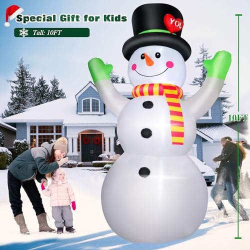 10 FT Christmas Inflatables Snowman Outdoor Yard Decorations with LED Lights C52642