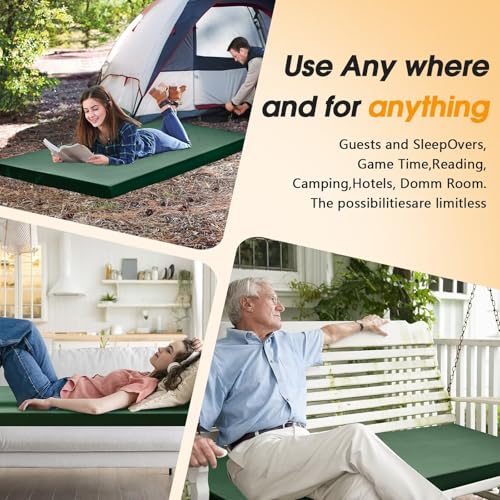 CYMULA Camping Cot Mattress 2in Memory Foam Sleeping Pad for Adults, Portable Roll Up Travel Pad R569502
