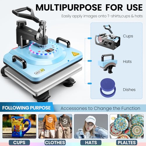 AKEYDIY Heat Press Machine 12''x15'' for T Shirts, Mugs, Plates, Caps U3681