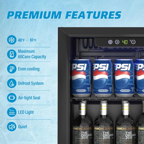 Compact Freestanding Beverage Refrigerator and Skincare Fridge, 0.9 Cu Ft Mini Fridge N768451