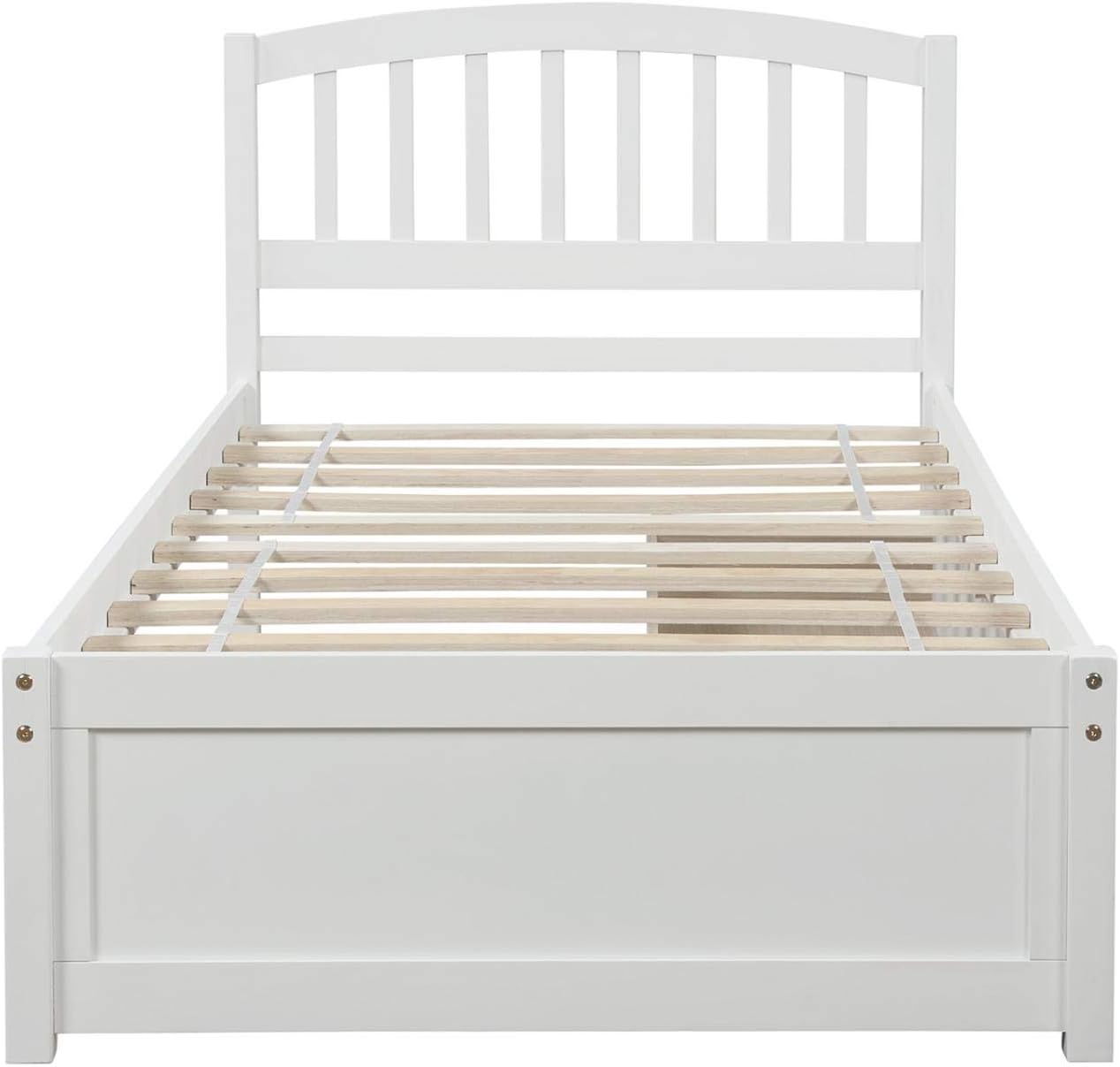 White Double Bed Frame with Storage Drawers and Headboard A3646