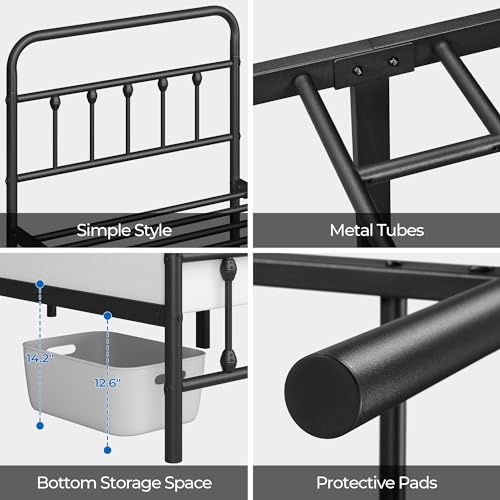 Yaheetech Classic Metal Platform Bed Frame with Victorian Headboard, Full Size Black T81083