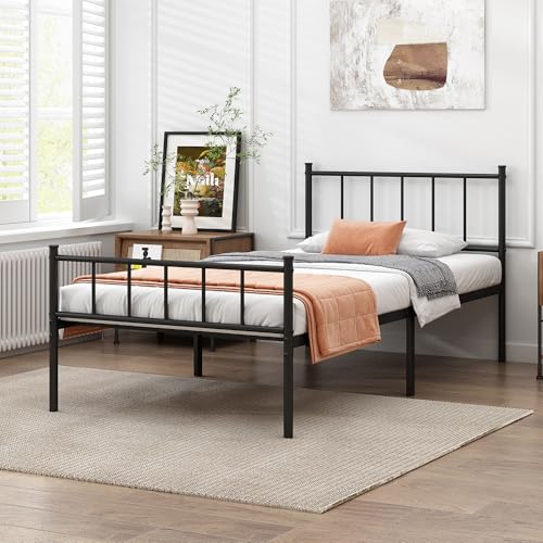 Full Bed Frame Metal Platform Bed with Steel Slat Support F6304