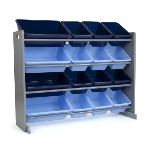 Humble Crew Supersized Toy Storage Organizer with 16 Removable Bins, Grey/White D772791