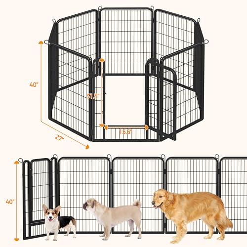 Yaheetech 8 Panels Dog Playpen, Metal 32" Dog Fence with Storage Bag S858