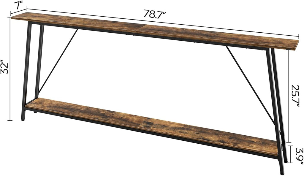 78.7" Console Table with Power Outlets Bundle, Narrow Entryway & Sofa Table T29954