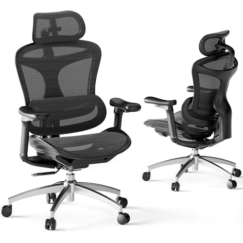 SIHOO Doro C300 Ergonomic Office Chair with Ultra Soft 3D Armrests, Dynamic Lumbar Support for Home Office Chair, Adjustable Backrest Desk Chair, Swivel Big and Tall Office Chair, Computer Chair Grey