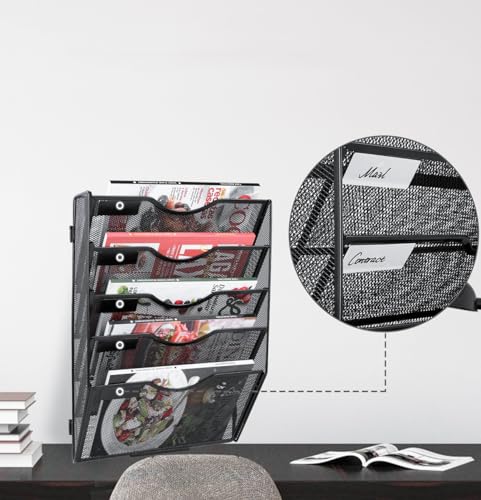 Hanging Wall File Organizer 3 Pocket, Black F549576