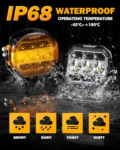 Auxbeam V-MAX Series 72W LED Pod Driving Lights with Amber DRL M188641