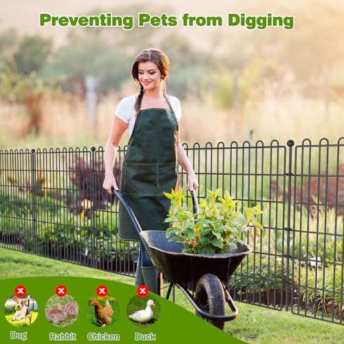 Decorative Metal Garden Fence for Yard, 32in H x 23.6ft L, Animal Barrier K800603