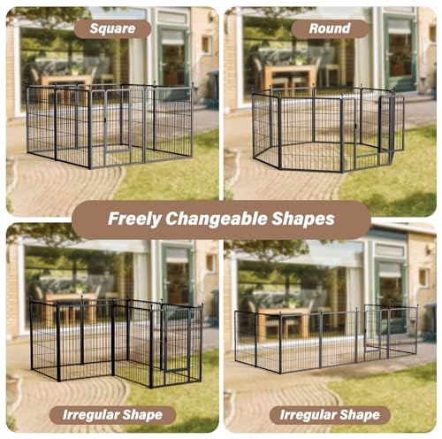 HealSmart Dog Playpen Indoor 32" Height 8 Panels for Small/Medium Dogs, Black J454