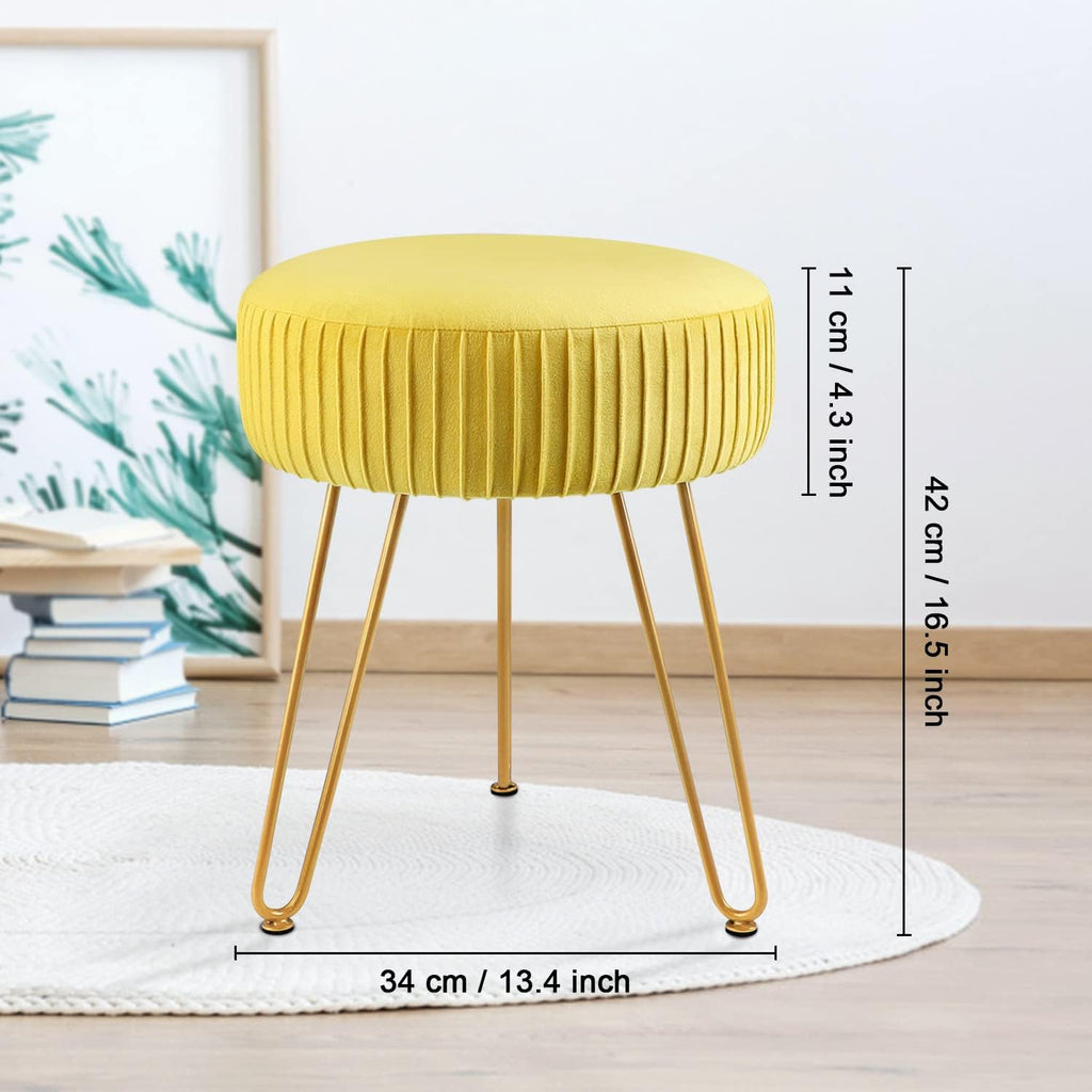 Velvet Vanity Chair with Golden Metal Legs, Yellow P5520