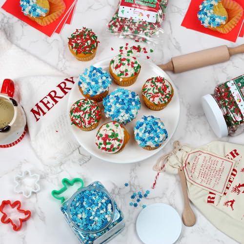 Snowflake Confetti Sprinkles - 1.2 Pounds - Blue & White Jimmies for Baking A6962