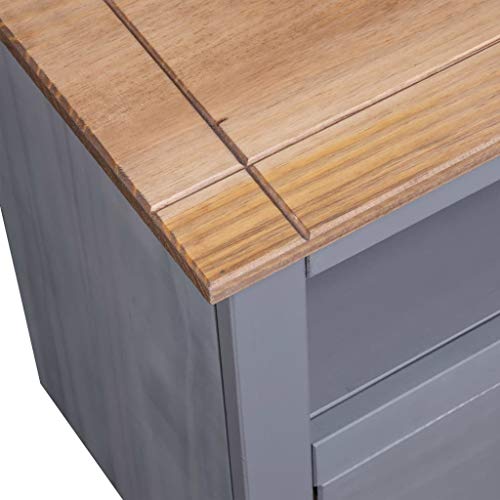 Corner TV Stand Gray Solid Pine with Drawers O2071