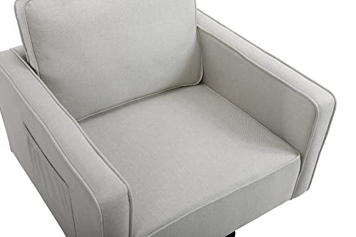 HomVent Swivel Accent Chair, Teddy Fabric Club Chair with Metal Base G3935